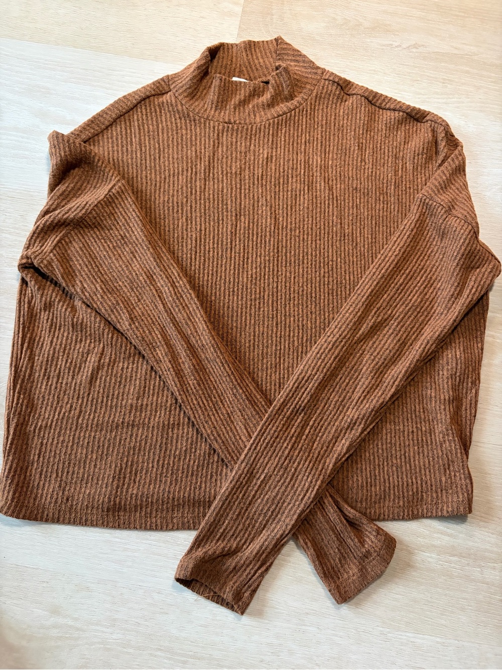 Garage Rust Brown Ribbed Oversized Mock Neck Sweater XS